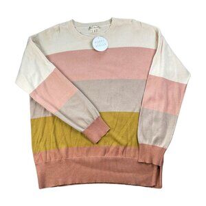 Poem & Thread Crew Neck Long Sleeve Sweater Colorblock Size Medium NWT